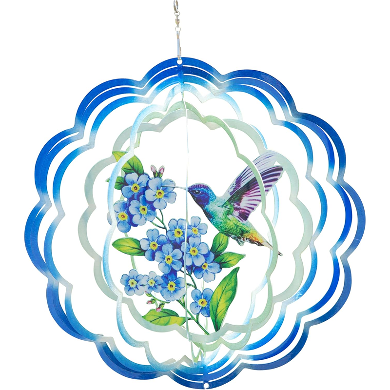 VP Home Floral Hummingbird Wind Spinner - Metal Outdoor Wind Spinners for Yard and Garden Decor - 3D Kinetic Yard Art Hummingbird Sculpture - Vibrant, Weather-Resistant Design - 12 x 15 Inches