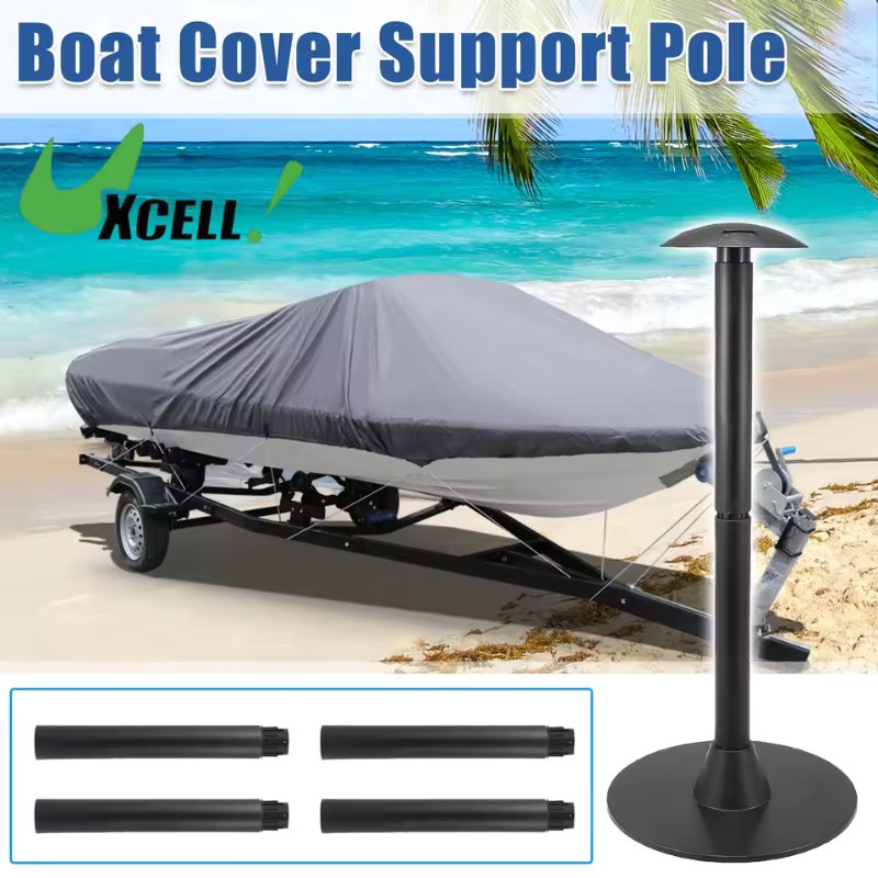 UXCEll Boat Cover Support Pole Adjustable Height from 12" to 54" 6-Stage Extension ABS Support Pole System for Boat Cover