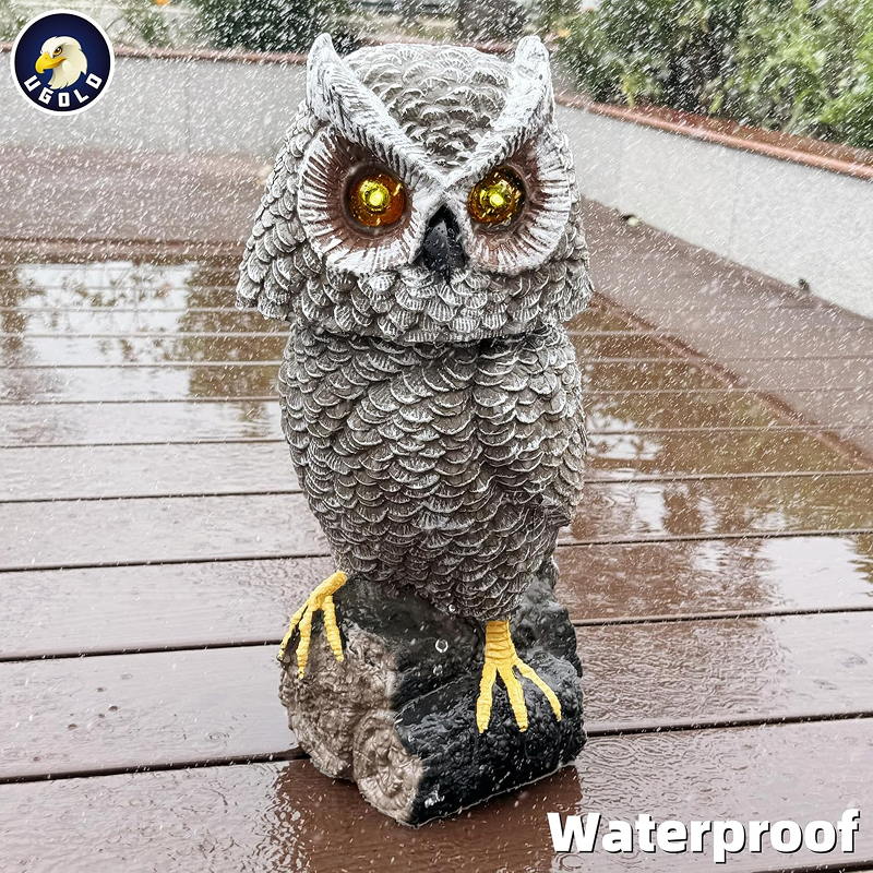 Solar Powered Garden Owl with Motion Detection, Rotating Head, Realistic Hoots and Silent Mode, Outdoor Statue and Sculpture, Owl Decoration for Home, Garden, Patio and Lawn